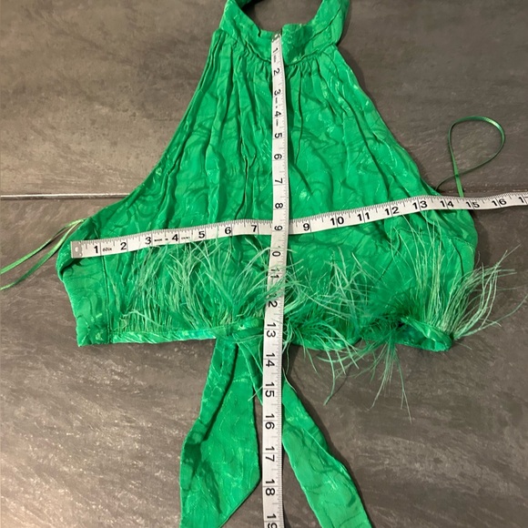 Bershka Green Feather Jacquard Halter Top - Picture 5 of 7